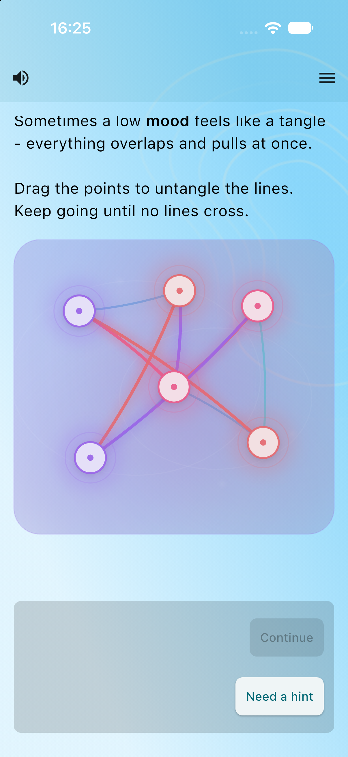 An interactive exercise asking you to untangle connected points.